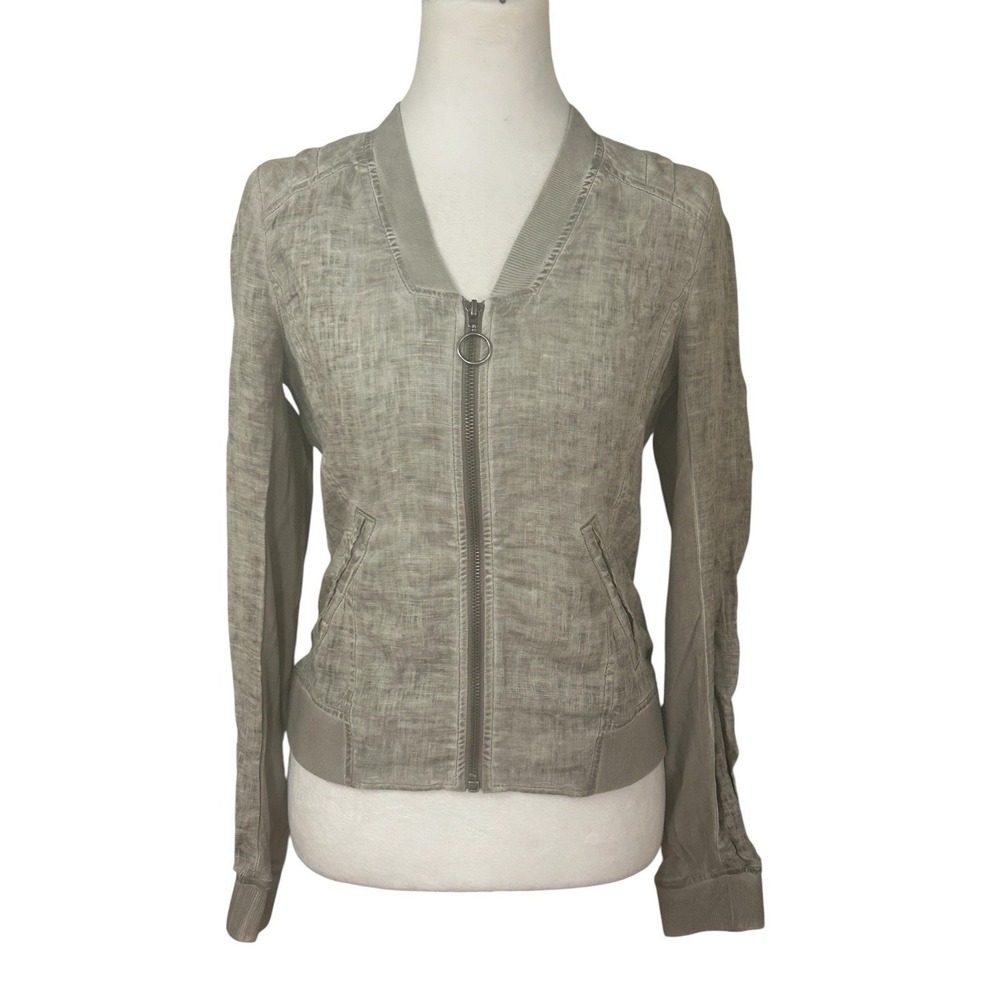 Sandwich Pure Linen Zip Front Jacket Gray Womans SZ Small (Sz 34)
